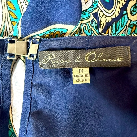 Rose & Olive Layered Split Back Paisley Sleeveless Dressy Blouse Womens Sz 1X - Picture 6 of 6